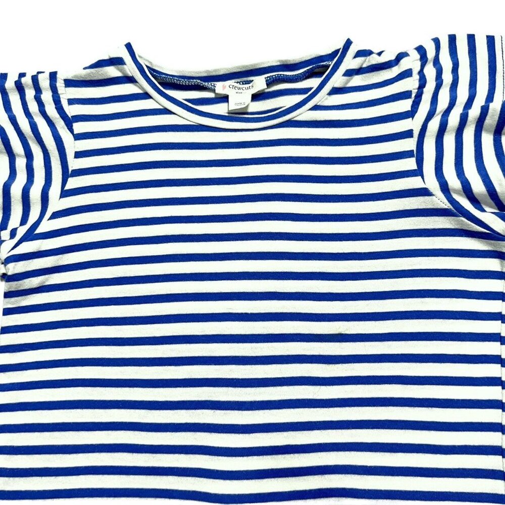 Crewcuts Sz M Blue Striped Flutter Sleeve Top - Picture 2 of 5